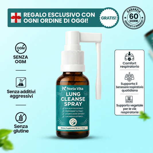 Spray Noria Vita con logo del marchio, regalo esclusivo e caratteristiche del prodotto